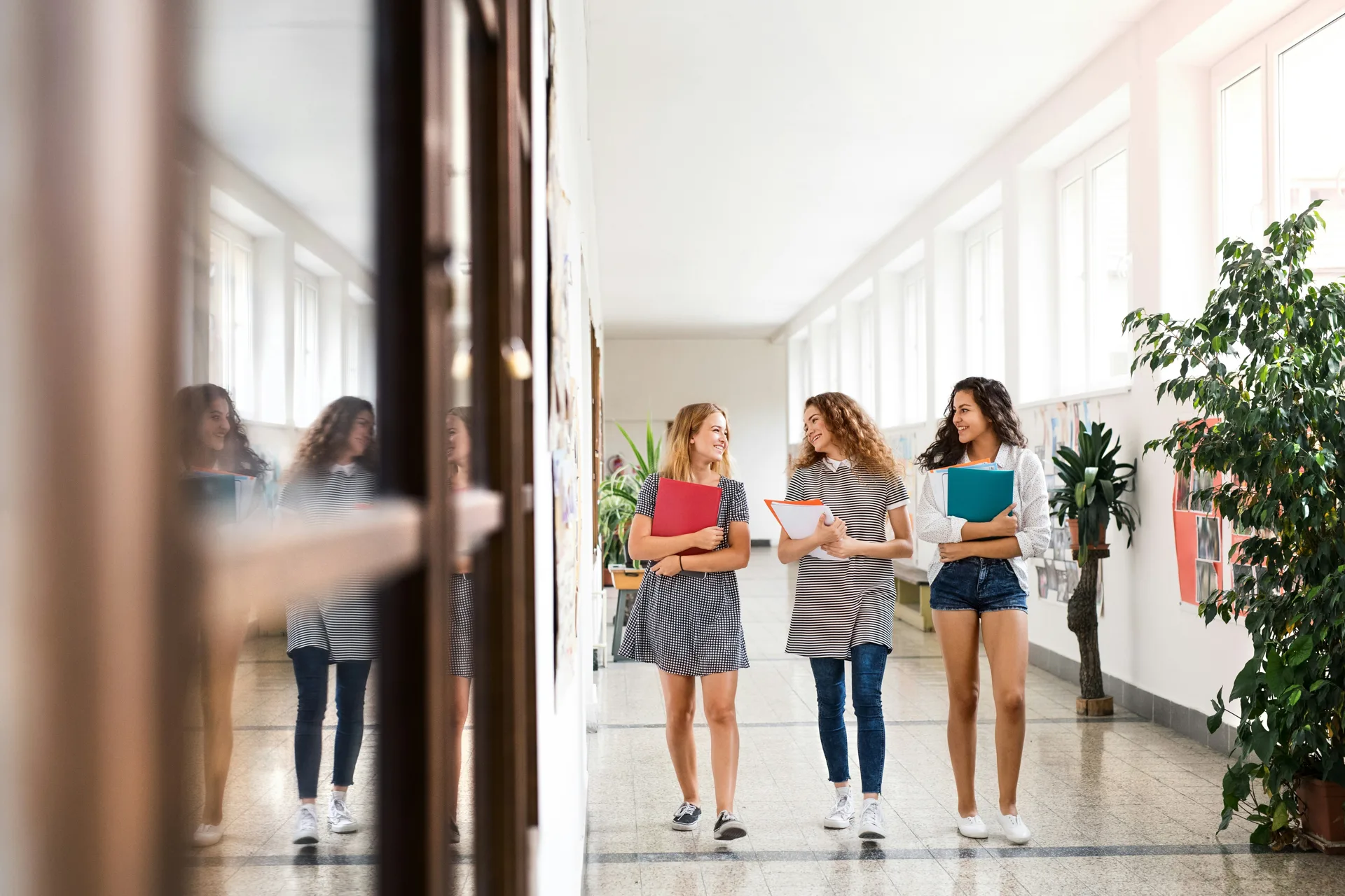 polished concrete hallway in a Minneapolis school