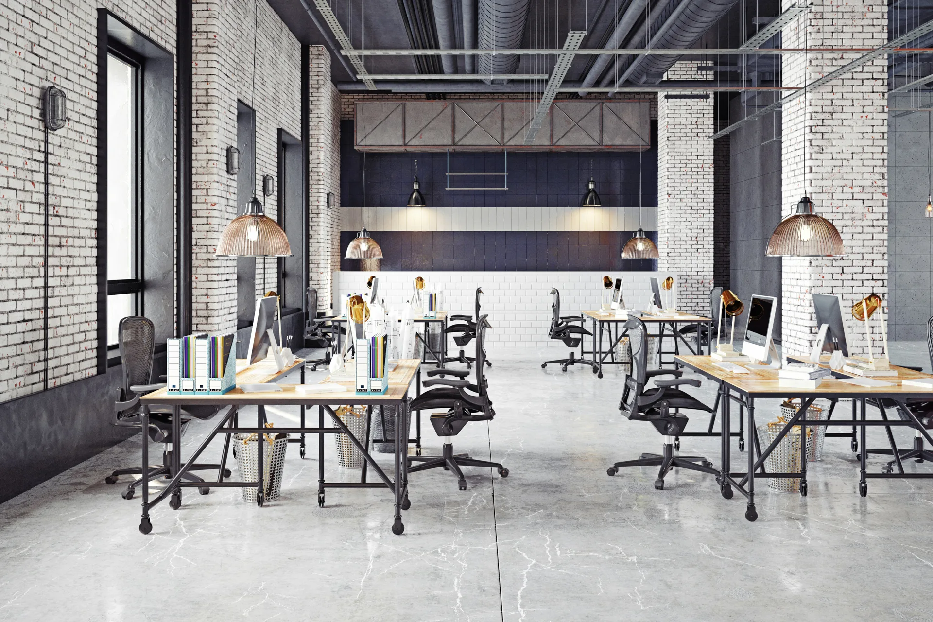 polished concrete floor in a bright Minneapolis office