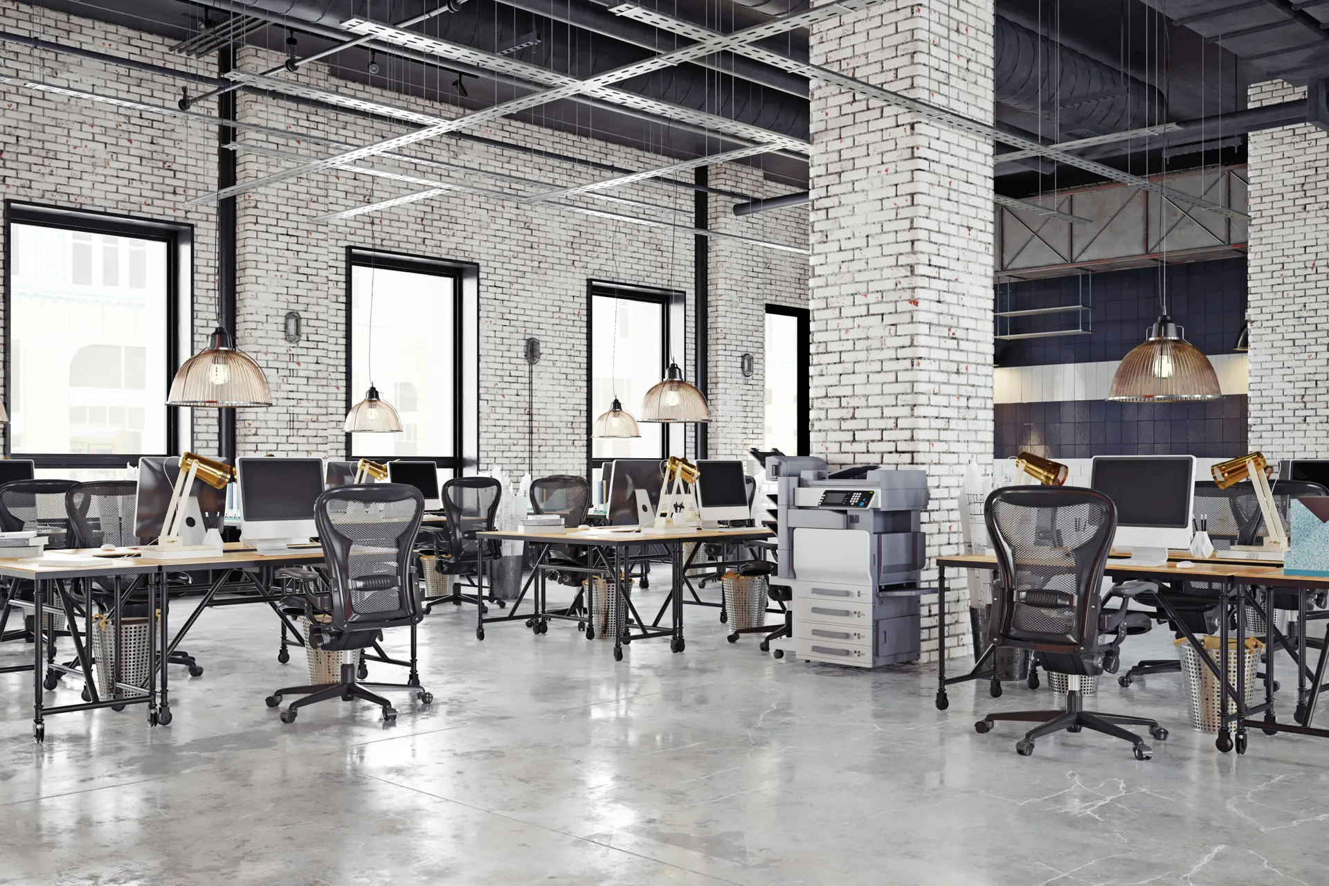 polished concrete floor in a Minneapolis loft office space