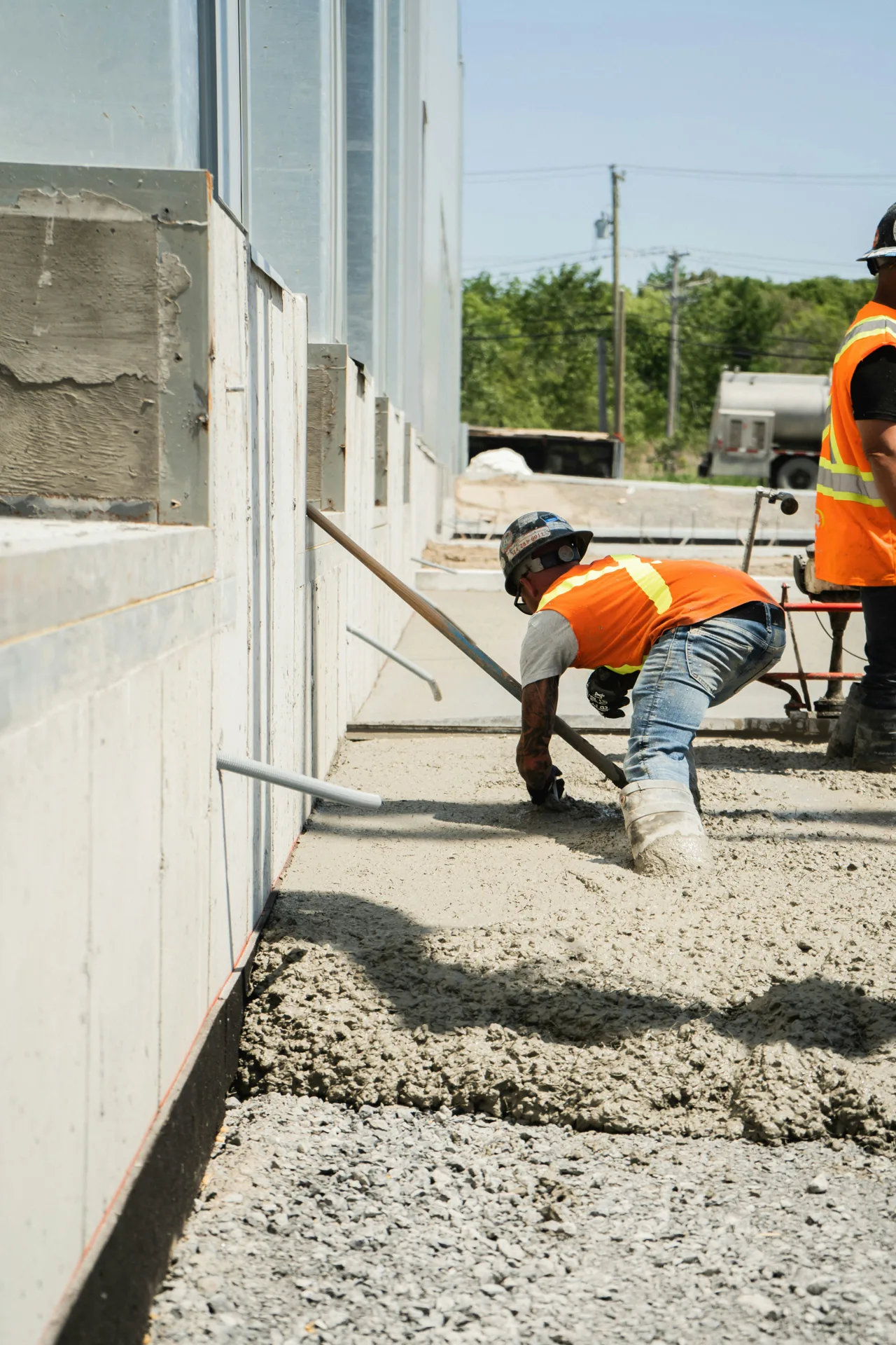 steel edge angle cast into the leading edge of a loading dock