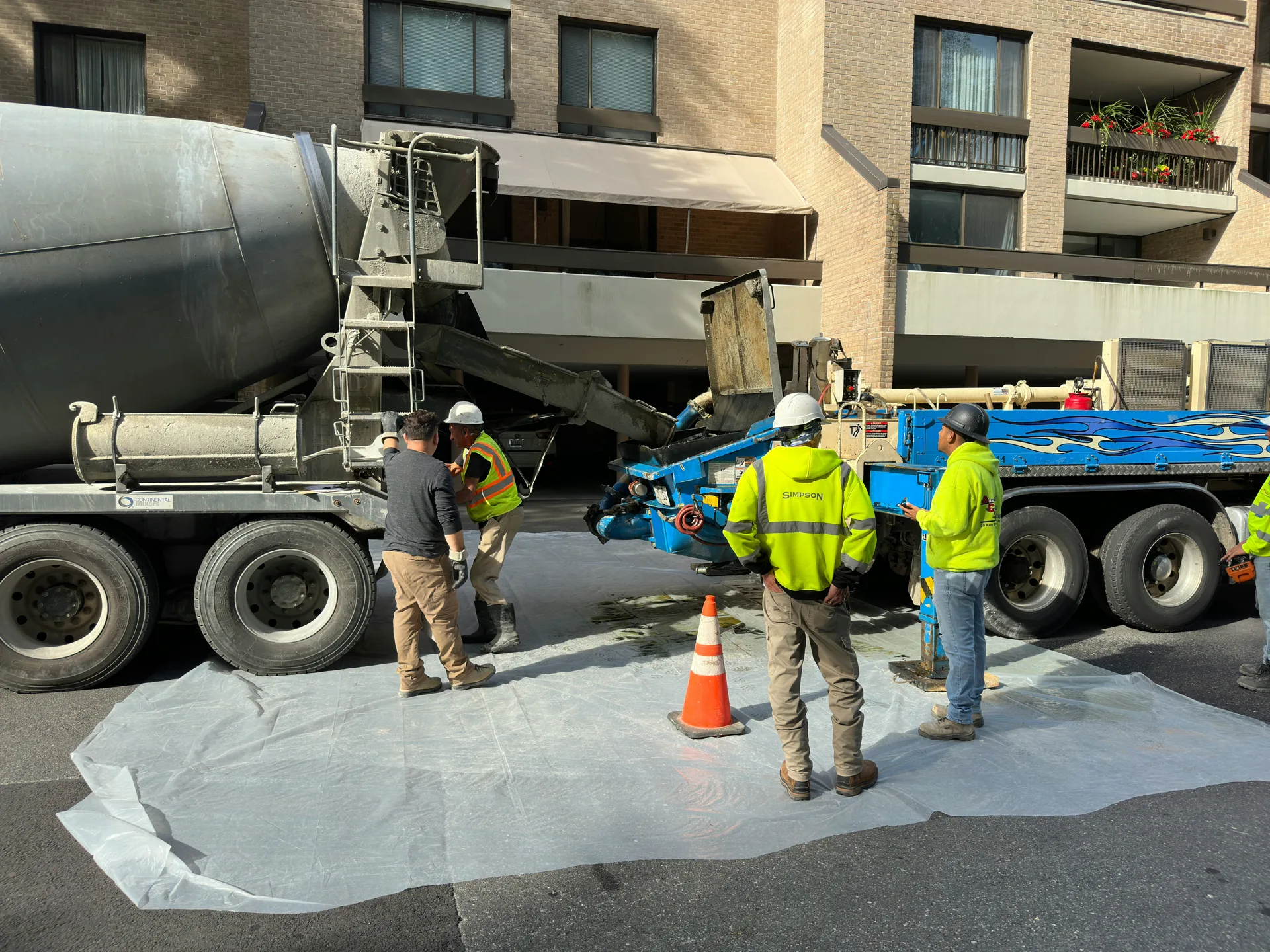 concrete pour for a commercial retaining wall in Minneapolis