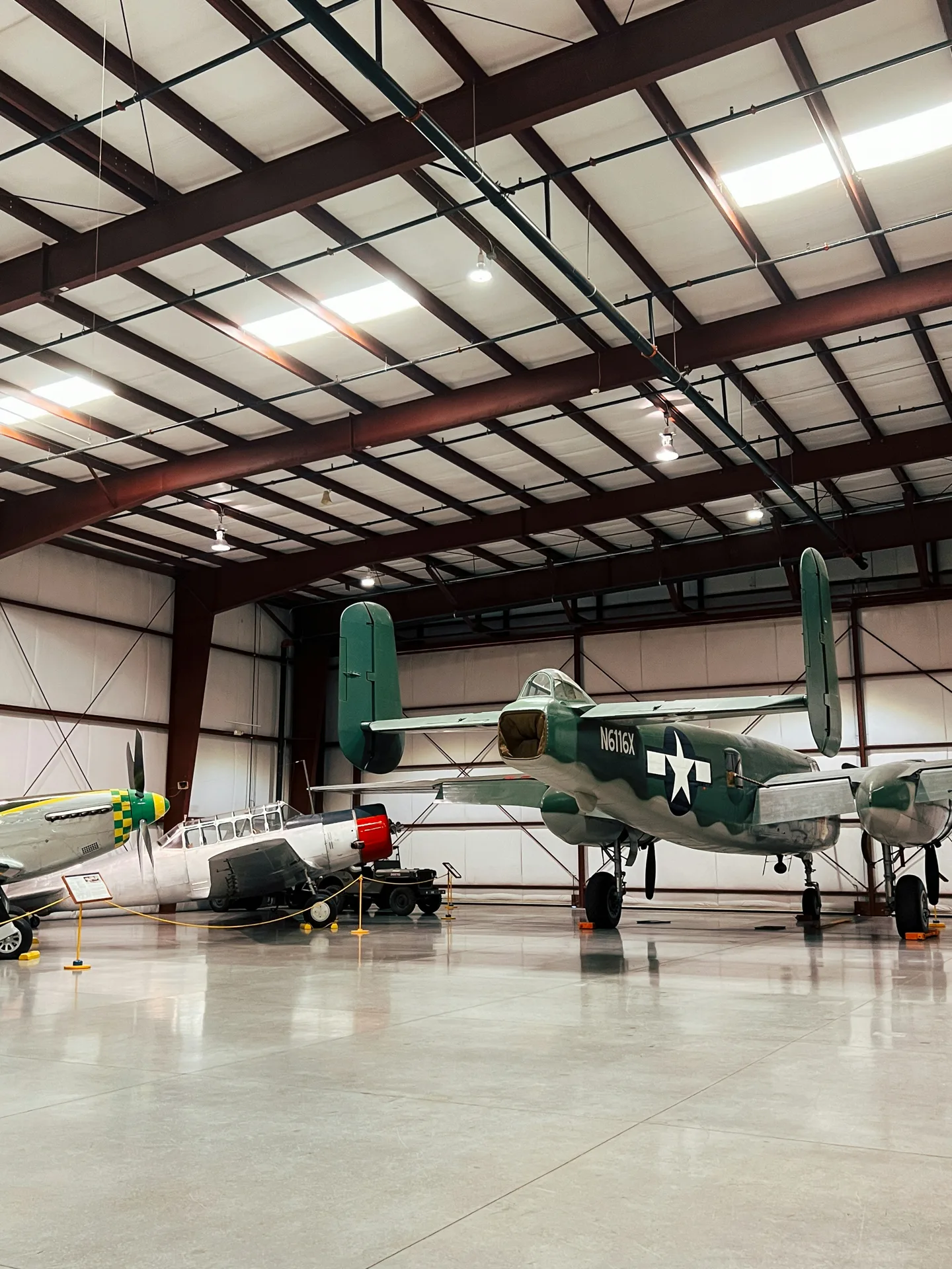 high-gloss concrete hangar floor with a vintage aircraft in Minneapolis