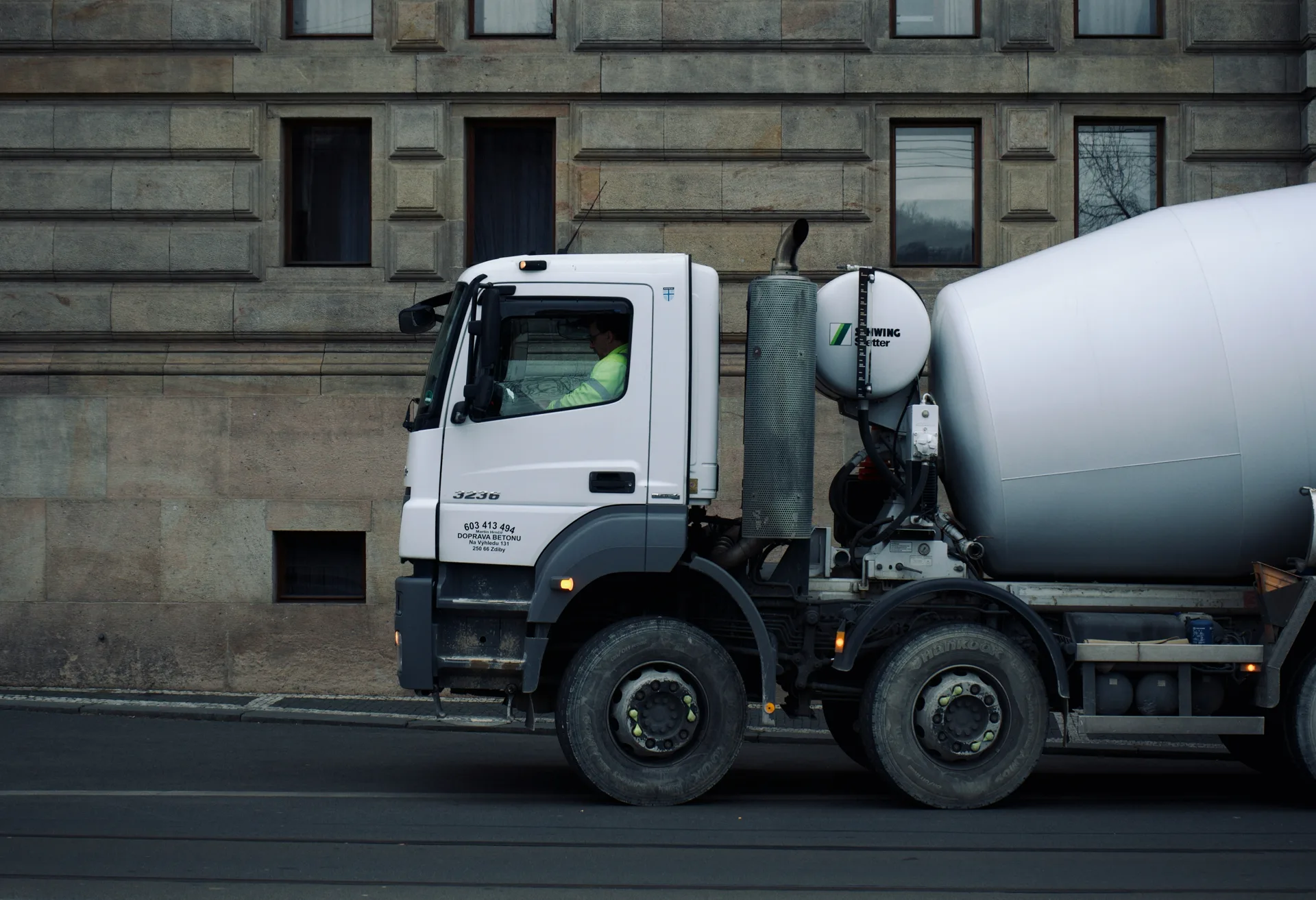 ready-mix concrete truck delivering on a Minneapolis pour