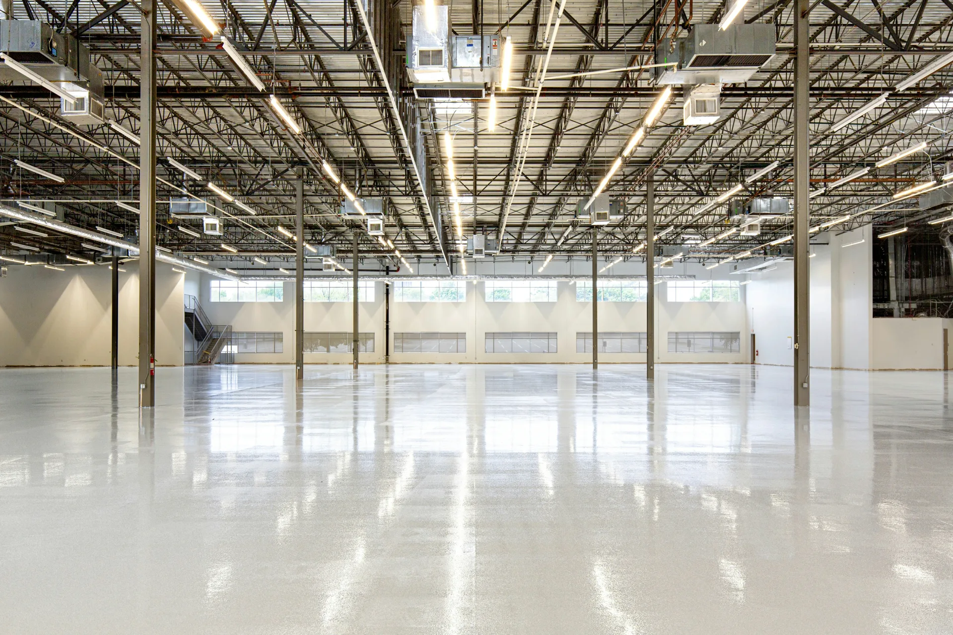 white epoxy coating on a Minneapolis warehouse floor