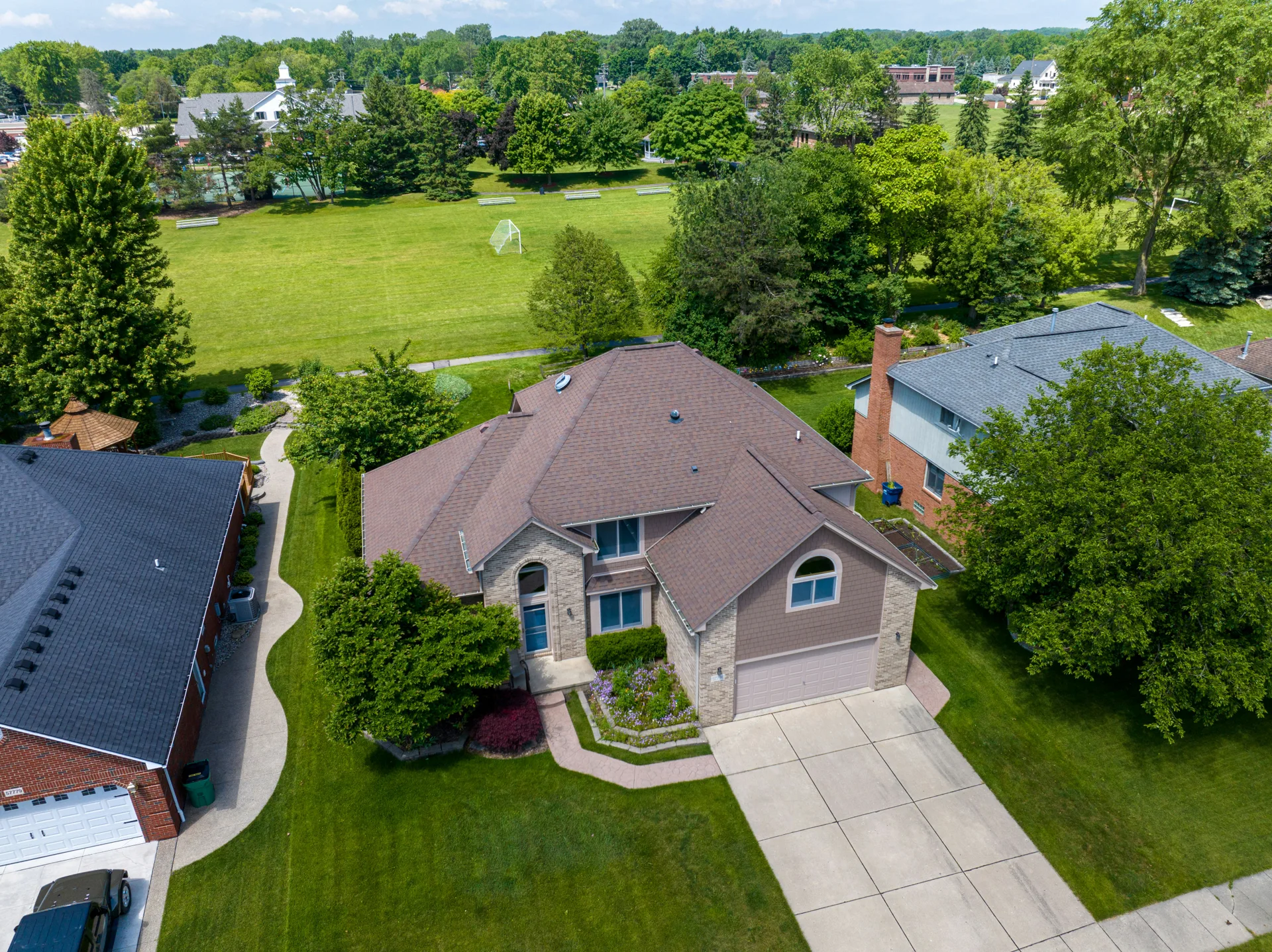 aerial view of a finished concrete driveway in Nepean