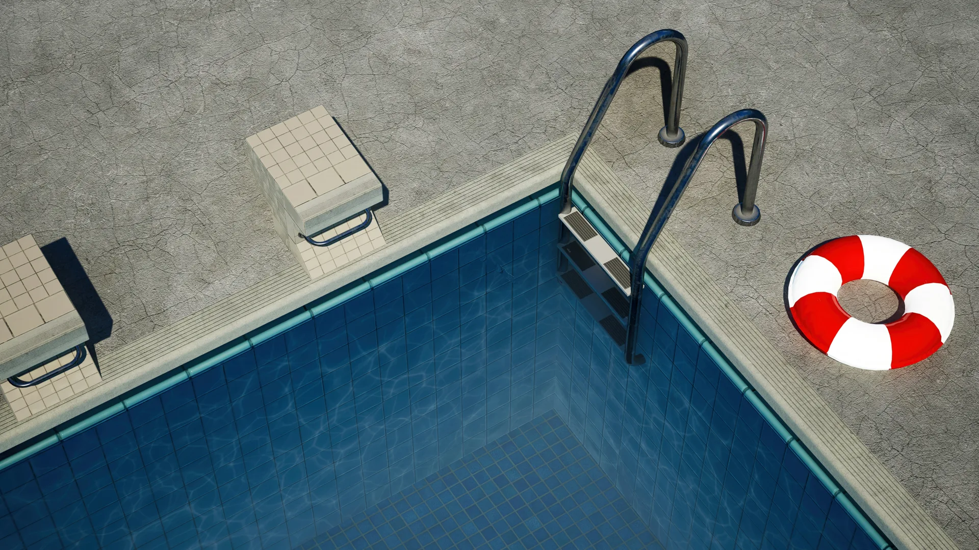concrete pool deck with starting blocks at a Minneapolis home