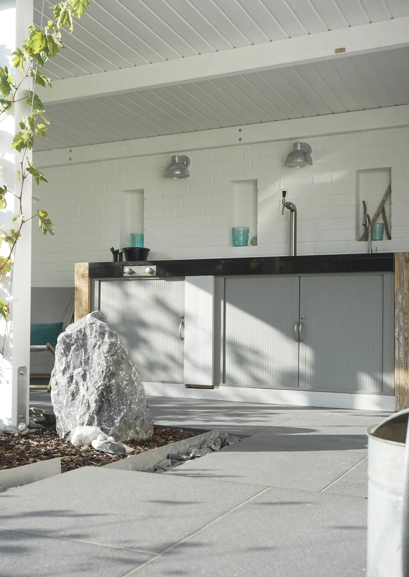 polished concrete outdoor bar counter at a Minneapolis home