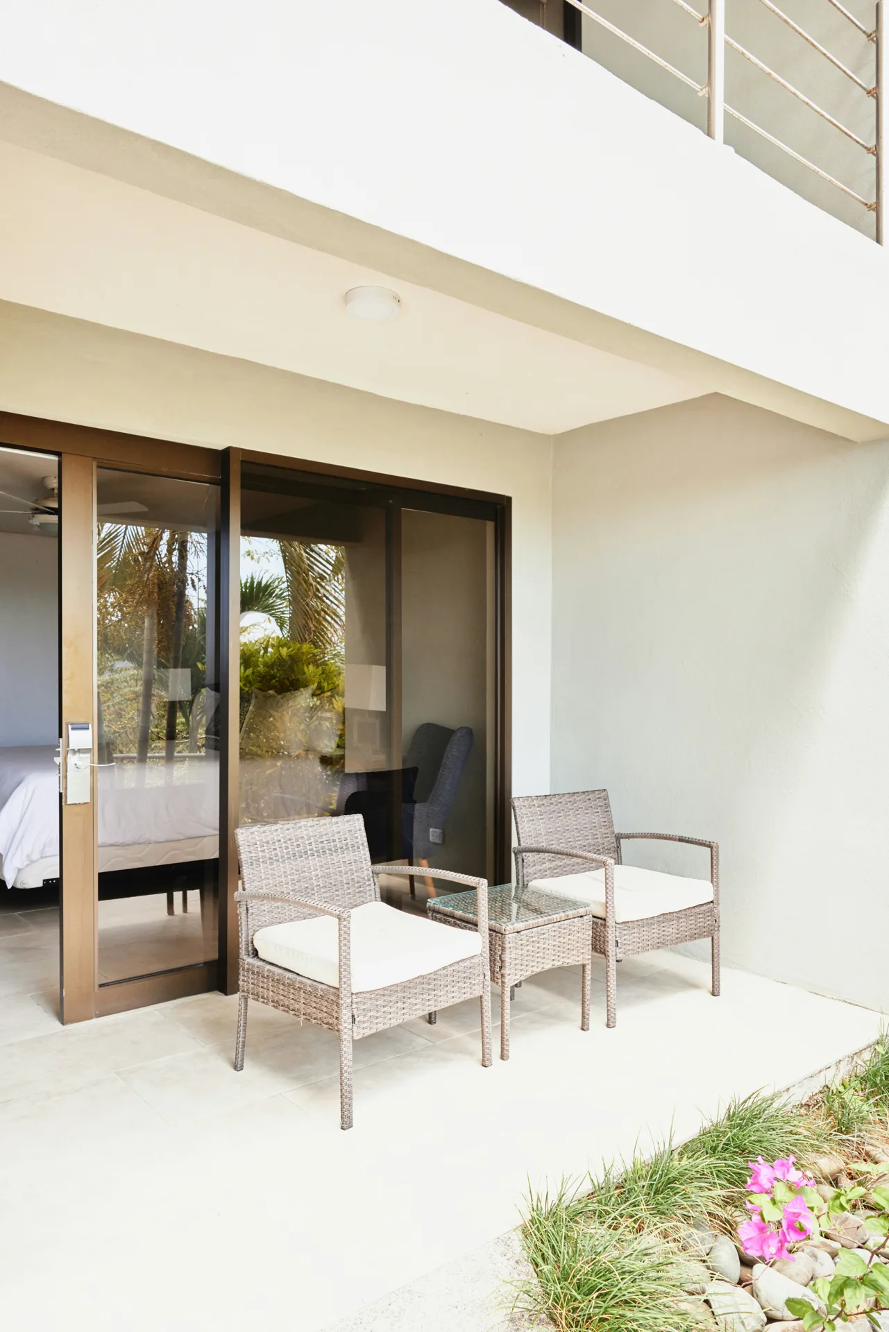 concrete patio pad off sliding doors at a Minneapolis home