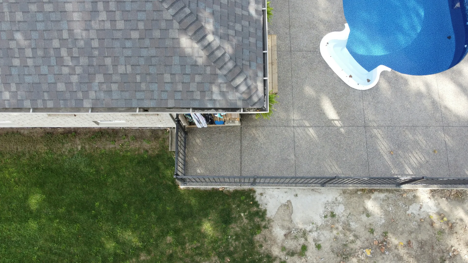 aerial view of a finished concrete pool deck in Minneapolis